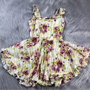 Little Minis Toddler Girls Floral Square Neck Dress Attached Bloomers 4T
